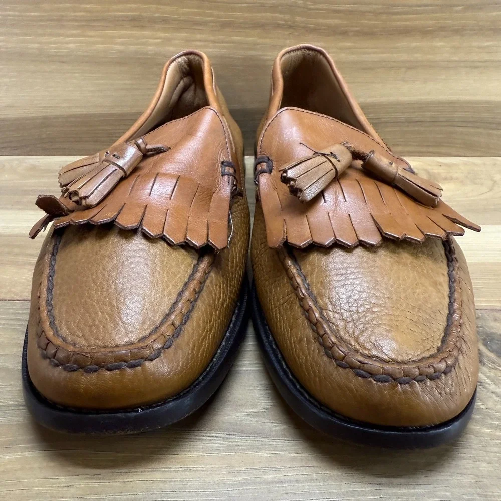 Weejuns‎ GH Bass Stratton Loafers Mens 10 M Cognac Tan Kiltie Tassel